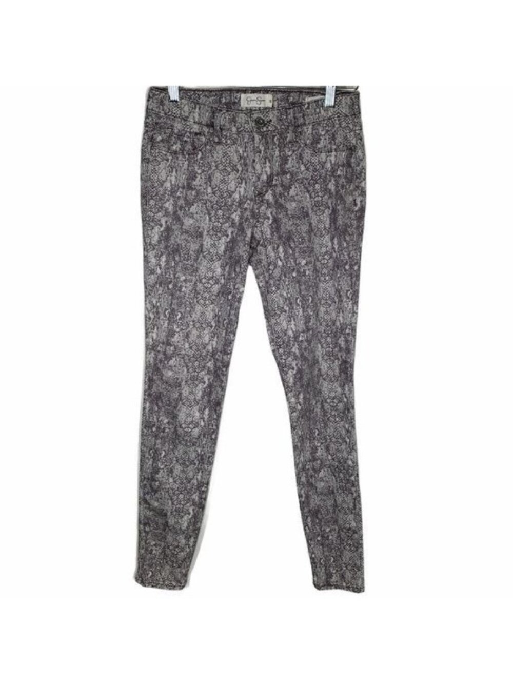 Jessica Simpson Kiss Me Jeans Womens 26 Gray Snakeskin Super Skinny Stretch